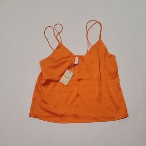 NWT Mango MNG Bright Orange Satin Camisole Top